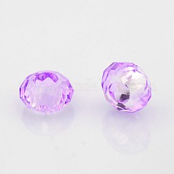Faceted Glass Beads, Large Hole Rondelle Beads, Plum, 14x8mm, Hole: 6mm