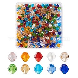 Perles de verre cristal imitation yilisi, facette, cône, couleur mixte, 6x6mm, Trou: 0.8mm, 440 pcs / boîte