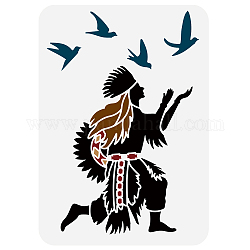 Fingerinspire stencil per pittura con nativi indiani e uccelli, 11.7x8.3,[5] cm, riutilizzabile, sud-ovest, arte decorativa, stencil tribale occidentale, segni fai da te, per dipingere su legno, tela, parete