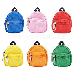 Ткань кукла сумка, рюкзак, разноцветные, 7.4x6.4x2.3 мм, 6 цветов, 1 шт / цвет, 6 шт / комплект