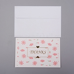 Envelope and Floral Pattern Thank You Cards Sets, for Mother's Day Valentine's Day Birthday Thanksgiving Day, Pink, 9.1x13.6x0.03cm, 16.9x12.8x0.06cm, 2pcs/set