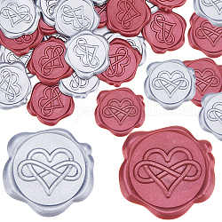 CRASPIRE 50Pcs 2 Styles Adhesive Wax Seal Stickers, For Envelope Seal, Heart, 30.8x30.8x2.2mm, 25pcs/style