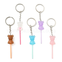 Porte-clés pendentif sucette ours en résine, avec porte-clés en fer, 12.7 cm