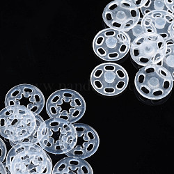 Transparent Resin Snap Fasteners, Flat Round, Clear, 14.5x4mm, Hole: 3.5mm