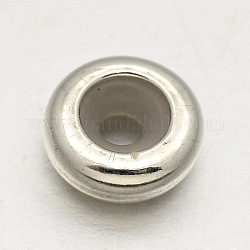 Стерлингового серебра бисера Rondelle, серебряные, 8x3 мм, отверстие : 3 мм