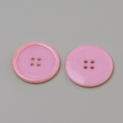 4-отверстие кнопки акриловые, плоско-круглые, розовые, 38x4 мм, отверстие : 3 мм