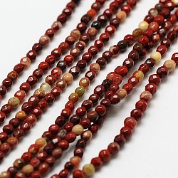 Natural Red Rainbow Jasper Faceted Round Beads Strands, 2mm, Hole: 0.8mm, about 190pcs/strand, 16 inch
