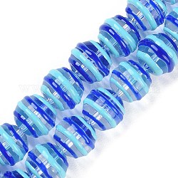 Handmade Lampwork Beads Strands, with Enamel, Round, Blue, 12.5~13mm, Hole: 1.5mm, about 33pcs/strand, 14.88~14.96 inch(37.8~38cm)
