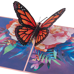 3d papillon pop up papier carte de voeux, avec enveloppe & mini carte, carte d'invitation d'anniversaire, colorées, Carte: 182x130x2mm, 1 pc, enveloppe: 135x188x0.5mm, 1 pc, mini-carte : 67.5x112x0.5mm, 1 pc