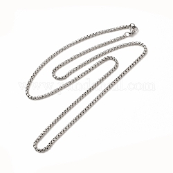 201 collar de cadena de caja de acero inoxidable para hombres y mujeres., color acero inoxidable, 23.62 pulgada (60 cm)