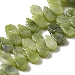 Brins de perles de jade xinyi naturel/jade du sud chinois, larme, top foré, 9~10x5~5.5x3.5~4mm, Trou: 0.7mm, Environ 40~48 pcs/chapelet, 7.09~7.28'' (18~18.5cm).