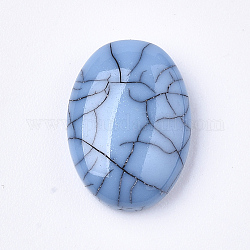 Cabuchones de resina, imitación turquesa, oval, azul aciano, 14x10x4mm