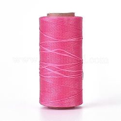 Waxed Polyester Cord, Micro Macrame Cord, Waxed Sewing Thread, Flat, Fuchsia, 0.8mm, about 284.33 yards(260m)/roll