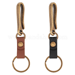 Wadorn 2 Stück 2 Farben Legierung U-Form Gürtelhaken Schlüsselanhänger, mit Eisenzubehör aus Rindsleder, Mischfarbe, 12.8 cm, 1 Stück / Farbe