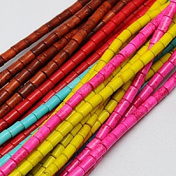 Synthetic Turquoise Beads Strands, Dyed, Column, Mixed Color, 8~9x5mm, Hole: 1mm, about 46pcs/strand, 15.2 inch