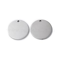 304 Stainless Steel Pendants, Stamping Blank Tag, Flat Round Charm, Stainless Steel Color, 22x1.3mm, Hole: 1.6mm