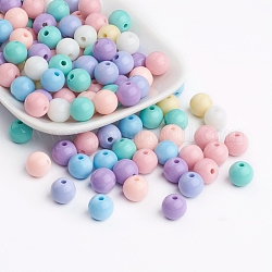 Opaque Acrylic Beads, Round, Mixed Color, 10mm, Hole: 2mm, about 1820pcs/1000g