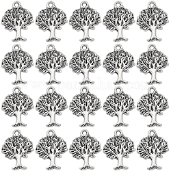 Sunnyclue 100 Stück Legierungsanhänger im tibetischen Stil, Bleifrei und cadmium frei, Baum des Lebens, Antik Silber Farbe, 22x17x2 mm, Bohrung: 2 mm