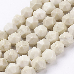 Chapelets de perles en bois pétrifié naturel, facette, ronde, 10x9mm, Trou: 1.2mm, Environ 38 pcs/chapelet, 15.3 pouce (39 cm)