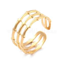 Placcatura ionica (ip) 304 anello per polsino aperto a forma di bambù in acciaio inossidabile per le donne, oro, diametro interno: 17.3mm
