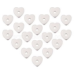 Dicosmetic 120 pièce de perles en forme de cœur en acier inoxydable, breloques en forme de cœur, perles d'espacement en acier inoxydable, petit pendentif plat pour bricolage, bracelet, collier, boucle d'oreille, accessoires de fabrication de bijoux, trou : 1 mm.