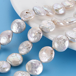 Naturales keshi abalorios de perlas hebras, perla cultivada de agua dulce, plano y redondo, color de concha, 13~17x13~15x5~11mm, agujero: 0.6 mm, aproximamente 26~27 pcs / cadena, 14.57 pulgada (37 cm)