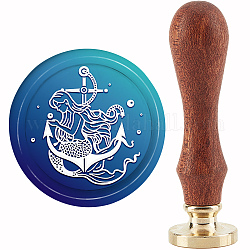 CRASPIRE Mermaid Wax Seal Stamp Anchor Sealing Wax Stamps Pearl 30mm Retro Vintage Removable Brass Stamp Head with Wood Handle for Wedding Invitations Halloween Christmas Thanksgiving Gift Packing