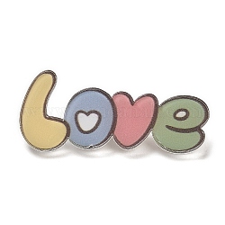 Cartoon Style Acrylic Brooch, Platinum Iron Pin for Backpack Clothes, Word Love, 17x40x2mm