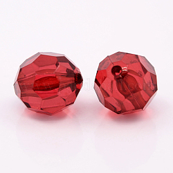 Perline acrilico trasparente, sfaccettato, tondo, rosso viola medio, su 16 mm di diametro, Foro: 2 mm, circa 220pcs/500g