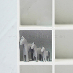 Ornamenti in miniatura di cavalli in resina di 3 misura, per la decorazione del giardino di casa del soggiorno della scrivania, argento, 18~30x15~25x4~6mm, 3 pc / set
