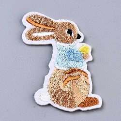 Apliques de conejo, Tela de bordado computarizada para planchar / coser parches, accesorios de vestuario, Perú, 60x35x2mm
