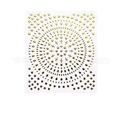 3d Nagelkunst Aufkleber Abziehbilder, Goldprägung, selbstklebend, für Nagelspitzen Dekorationen, Gemischte Muster, 90x77 mm, Packungsgröße: 95x138 mm