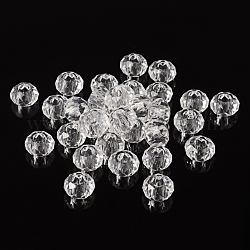 Glasperlen europäischen, Großloch perlen, keine Metallkern, Rondell, Transparent, 14x8 mm, Bohrung: 5 mm