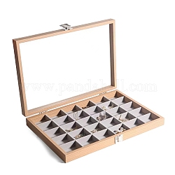 Прямоугольные деревянные презентационные коробки для ювелирных изделий с 30 отделением, прозрачная видимая витрина для ювелирных изделий для браслетов, кольца, ожерелья, навахо белый, 35x24x4.5 см