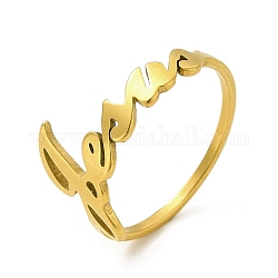 Ionenbeschichtung (IP) 201 Edelstahl-Fingerringe, Wort-Jesus-Ring für Frauen, golden, 1.3~10.8 mm, Innendurchmesser: 17.8 mm