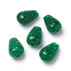 Myanmar natural de jade / cuentas de jade burmese, teñido, lágrima tallada, 22x14x11mm, agujero: 1.6~1.8 mm