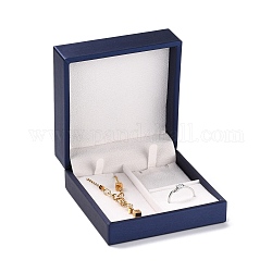 Schmuckschatulle aus PU-Leder, Für Anhänger, Verpackungsbox für Ringe und Armbänder, Viereck, mittelblau, 9x9x4.5 cm