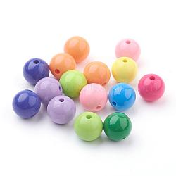 Opake Legierung Perlen, Runde, Mischfarbe, 14 mm, Bohrung: 3 mm, ca. 310 Stk. / 500 g