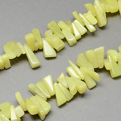 Natural Olive Jade Stone Bead Strands, Chip,  12~20x6~10x3~10mm, Hole: 1mm, about 104pcs/strand, 15.7 inch