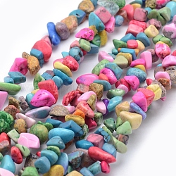 Chapelets de perles en turquoise synthétique, teinte, puce, 5~8mm, Trou: 1mm, environ 33 pouce (84 cm)