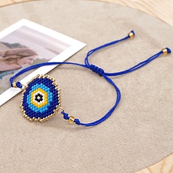Дружба сглаза ткацкий станок узор бисер браслеты для женщин, регулируемые нейлоновые шнур плетеный браслеты из бисера, темно-синий, 11 дюйм (28 см)