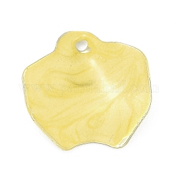 Pendentifs d'émail en alliage, forme de pétale de fleur, jaune clair, 16x15x3.5mm, Trou: 1.2mm