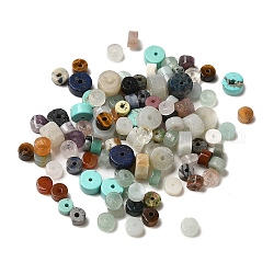 Granos mezclados natural de la piedra preciosa, disco, abalorios heishi, mezclado teñido y sin teñir, 4~6.5x2~3.5mm, agujero: 1 mm, aproximamente 467 unidades / 50 g