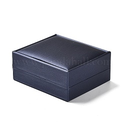 Cajas de embalaje de joyas de tela, con la esponja en el interior, para collares, Rectángulo, azul pizarra oscuro, 8.5x7.4x4 cm