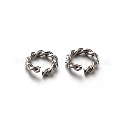 304 acero inoxidable anillos de salto retorcidos abiertos, color acero inoxidable, 8x1.5mm, diámetro interior: 5 mm