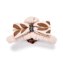 Kunststoffkralle Haarspangen, bedeckt mit Wolle und Stoff, bowknot & Blume, Sienaerde, 81x45x41 mm