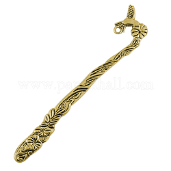 Tibetan Style Alloy Bookmark, Lead Free and Cadmium Free, Antique Golden, Nickel Free, 123x20x4mm, Hole: 3mm