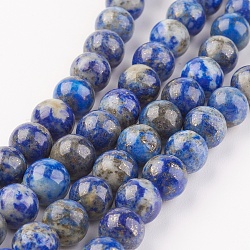 Chapelets de perles en lapis-lazuli naturel, ronde, 8mm, Trou: 1mm, Environ 48 pcs/chapelet, 15.7 pouce (40 cm)