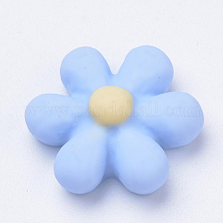 Cabuchones de resina, flor, azul claro, 16x6mm
