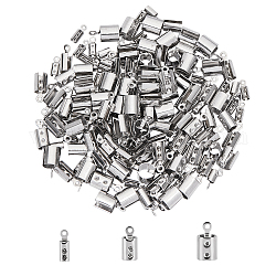 UNICRAFTALE about 150pcs 3 Sizes Folding Crimps Cord Ends Stainless Steel Folding Crimp Ends Crimp Bead for Necklace Cord Jewelry Making, Stainless Steel Color
